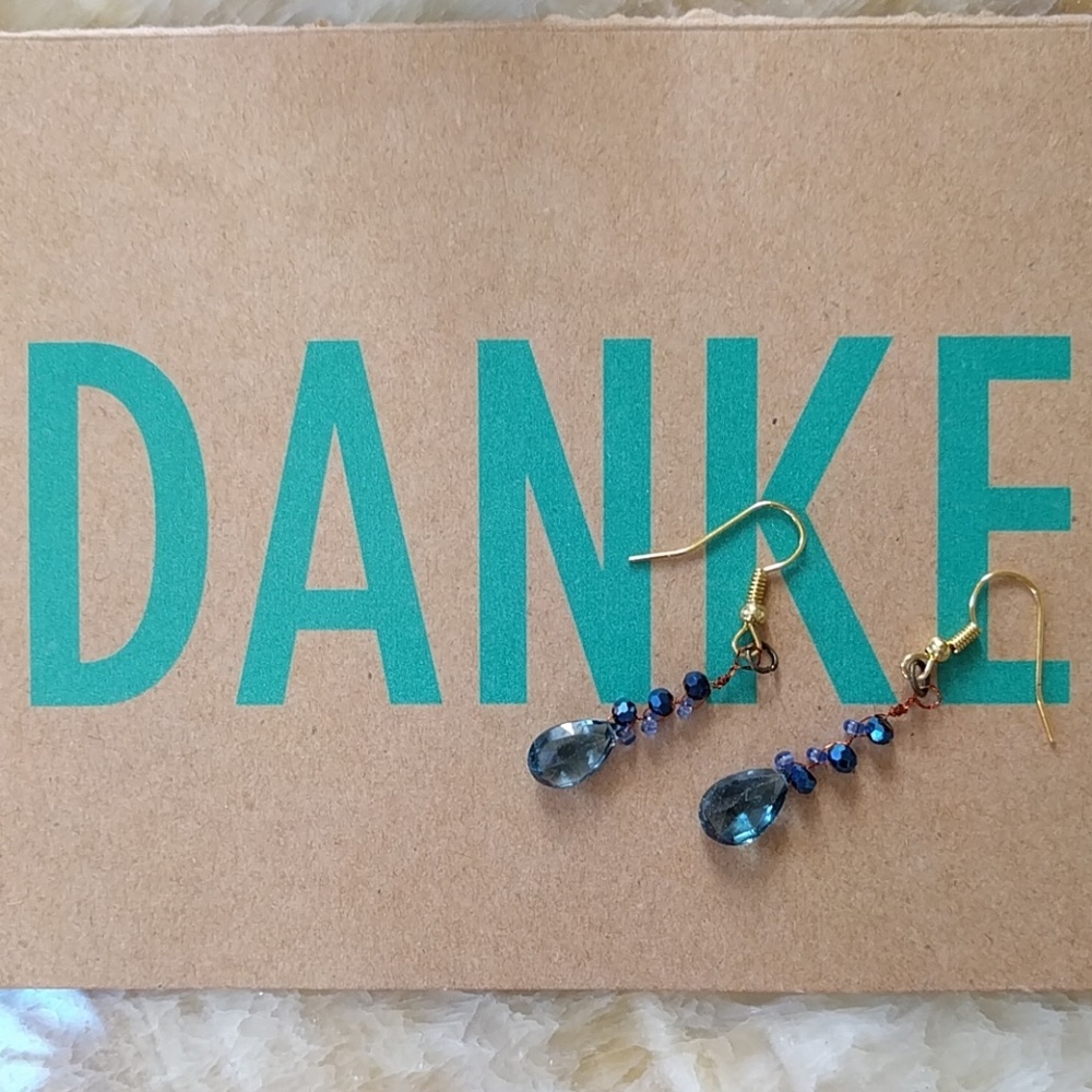 Stunning Blue Topaz + Copper Dangle Earrings - Picture 2 of 5